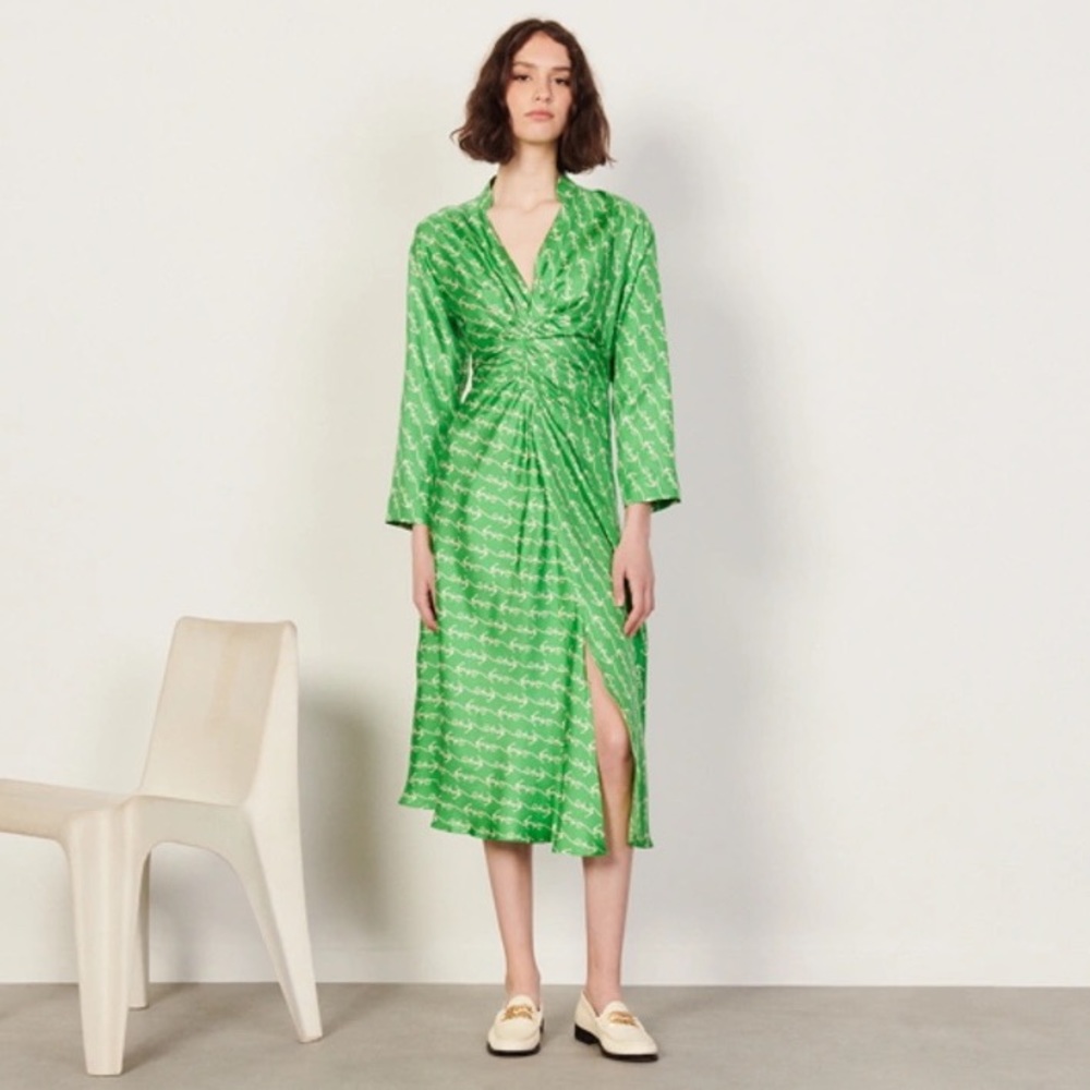 Sandro Silk Green Dress